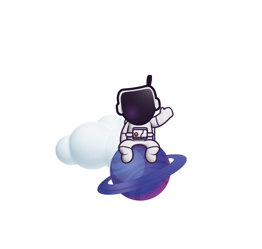 Astronaute sur un planète avec un nuage en arrière plan